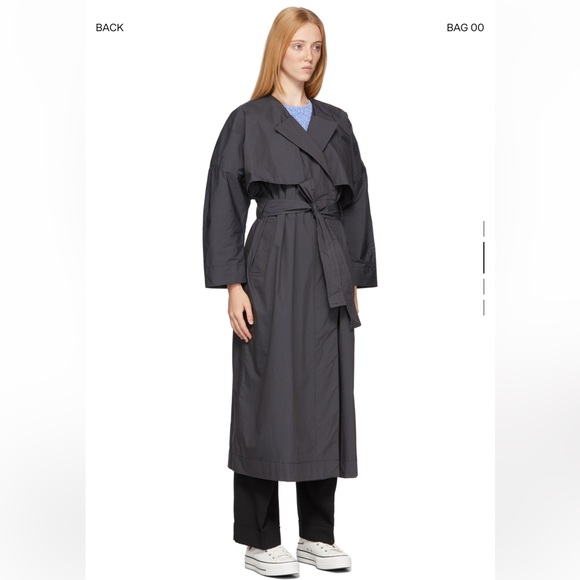 GANNI Grey Canvas Long Trench Coat 🧥 - Picture 2 of 11